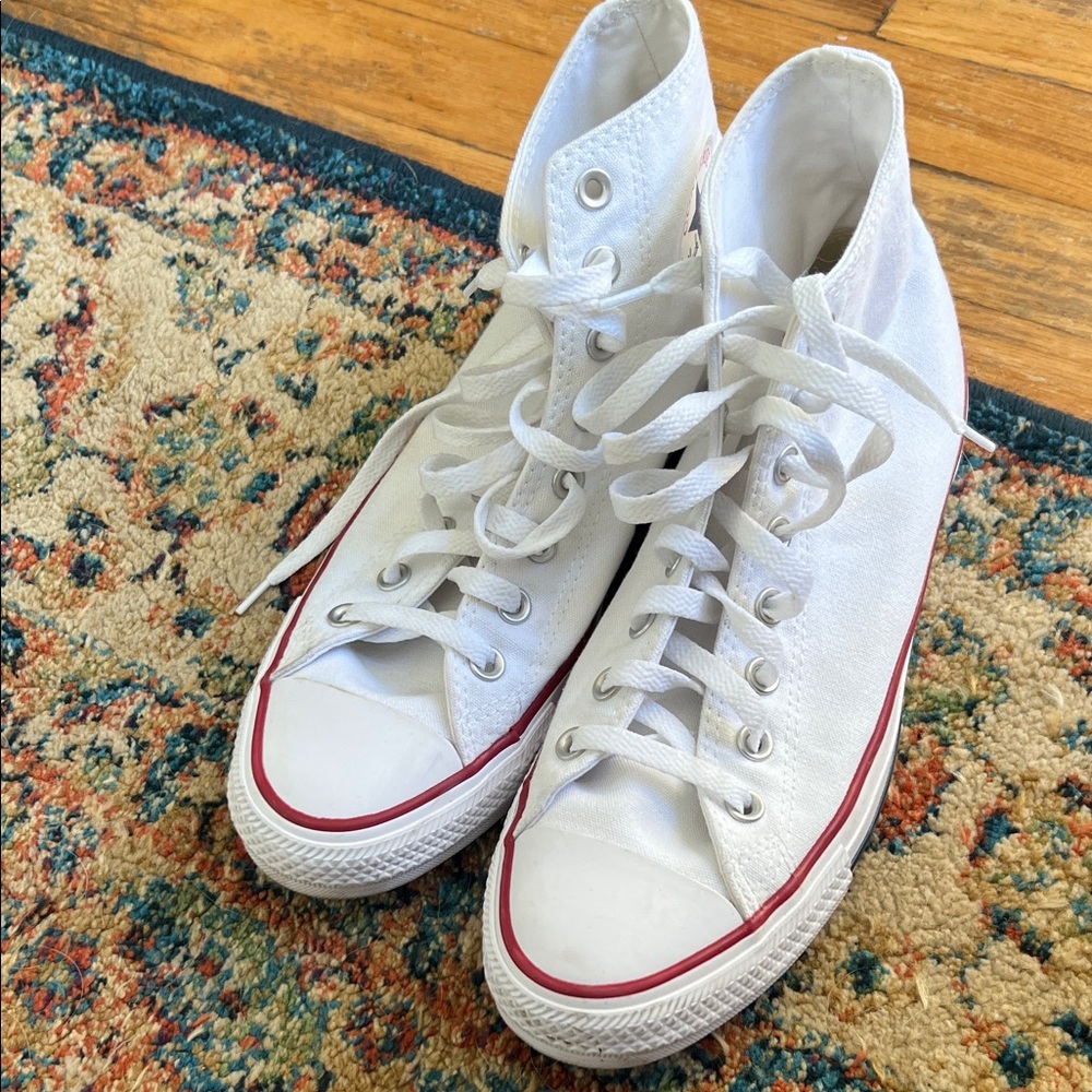 Like new white high top converse